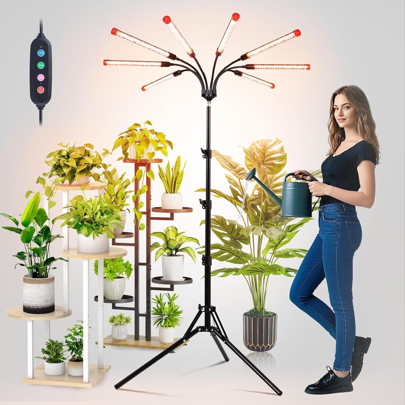 FECiDA Gamechanger! 72W, NOT 24W, Bright Beyond Your Imagination, 8Head Stand Grow Lights for Indoor Plants, 2025 Big Coverage Full Spectrum LED Plant Grow Light for Bonsai Tree, Tall Plant, 4,8,12 Hr Timer - Image 2